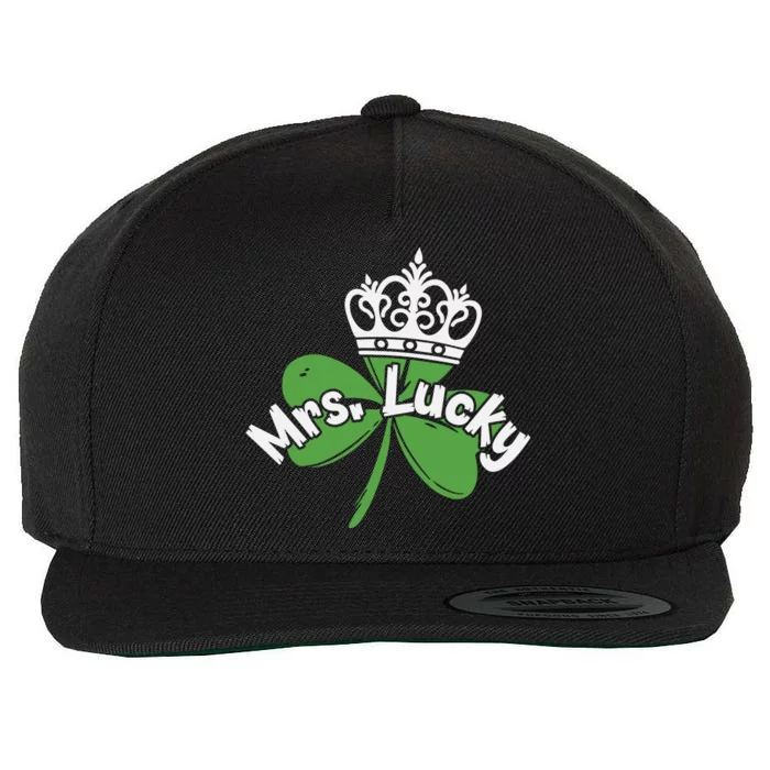 Mrs Lucky Irish Shamrock Wool Snapback Cap