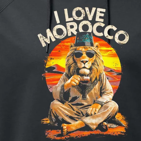 Morocco Lovers I Love Morocco Performance Fleece Hoodie