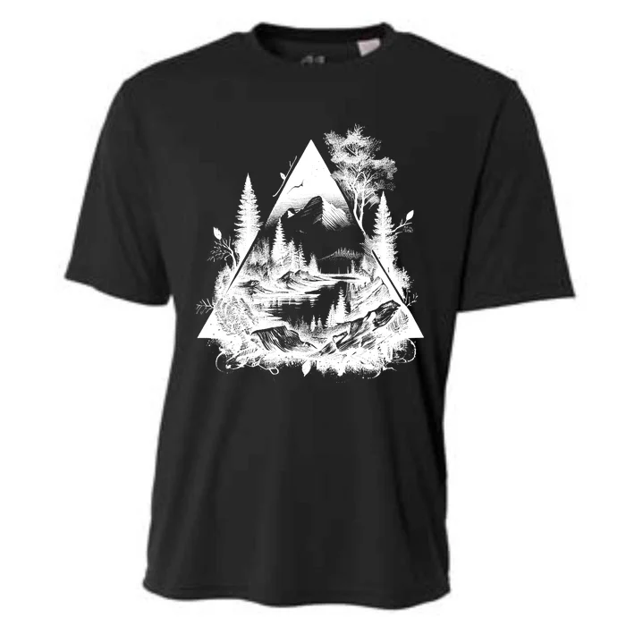 Mountain Landscape In A Triangle Cooling Performance Crew T-Shirt