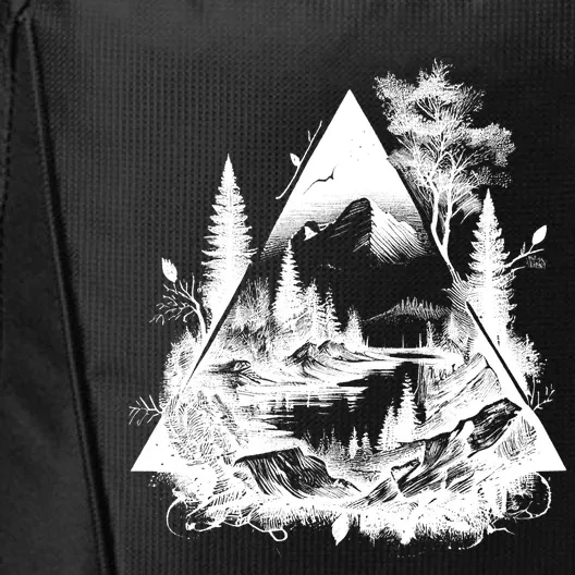 Mountain Landscape In A Triangle City Backpack