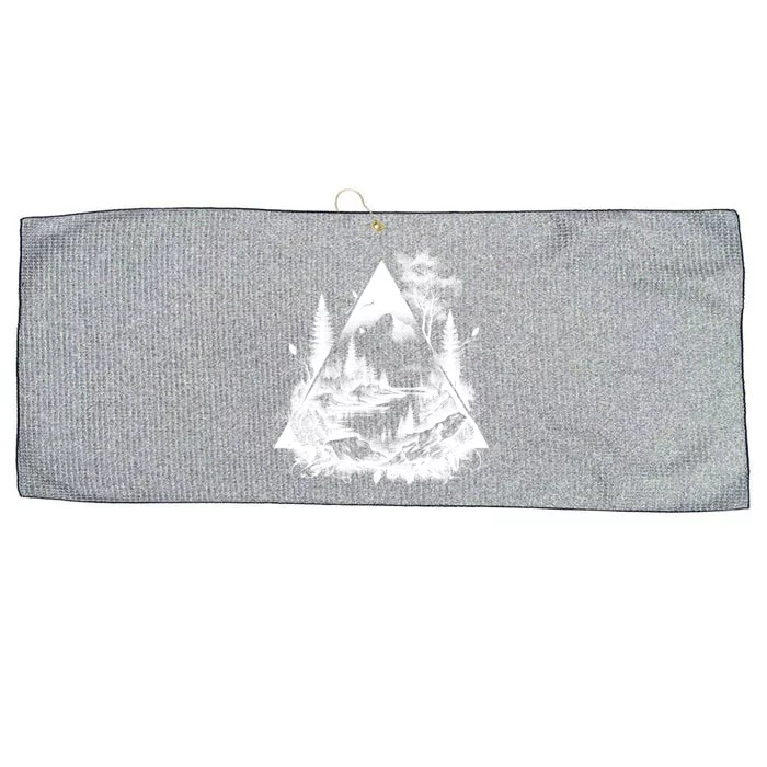 Mountain Landscape In A Triangle Large Microfiber Waffle Golf Towel