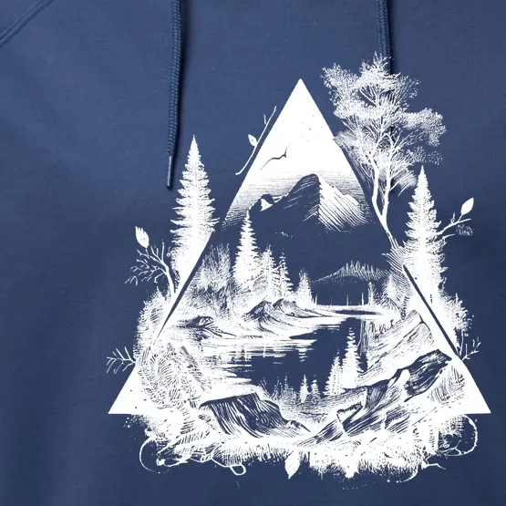 Mountain Landscape In A Triangle Performance Fleece Hoodie