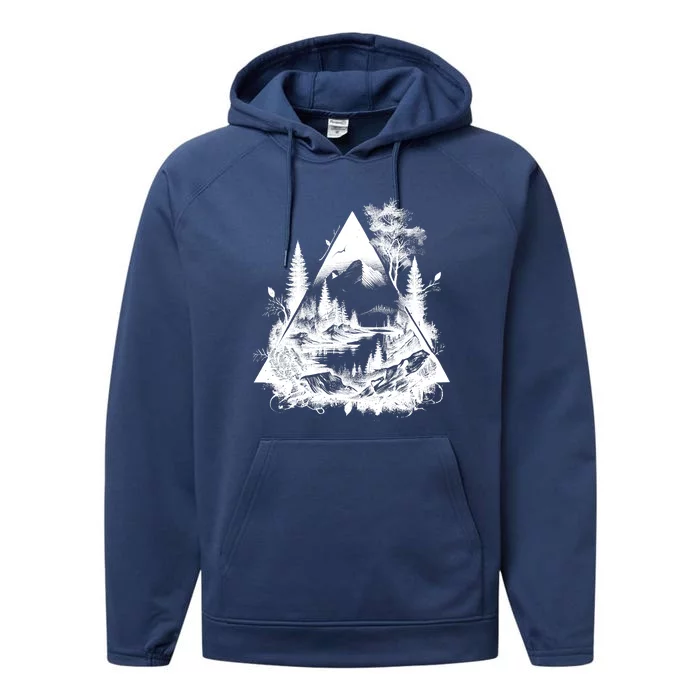 Mountain Landscape In A Triangle Performance Fleece Hoodie