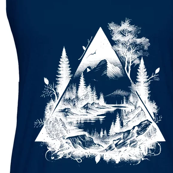 Mountain Landscape In A Triangle Ladies Essential Flowy Tank