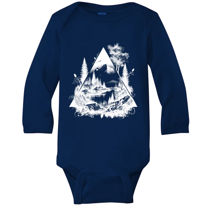 Mountain Landscape In A Triangle Baby Long Sleeve Bodysuit