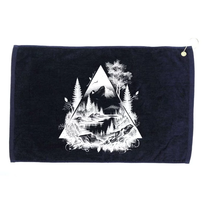 Mountain Landscape In A Triangle Grommeted Golf Towel