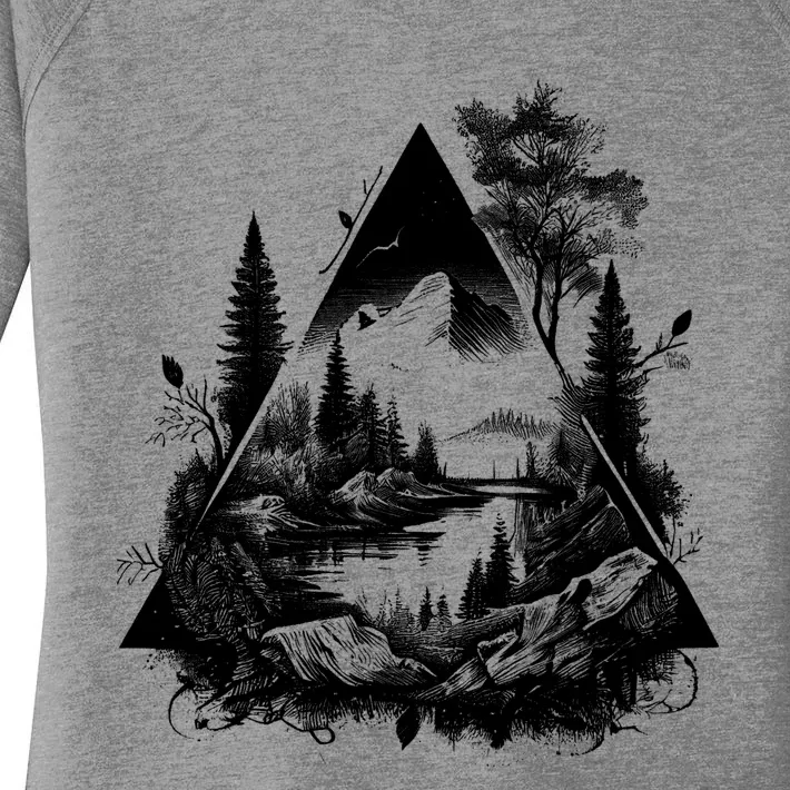 Mountain Landscape In A Triangle Women's Perfect Tri Tunic Long Sleeve Shirt