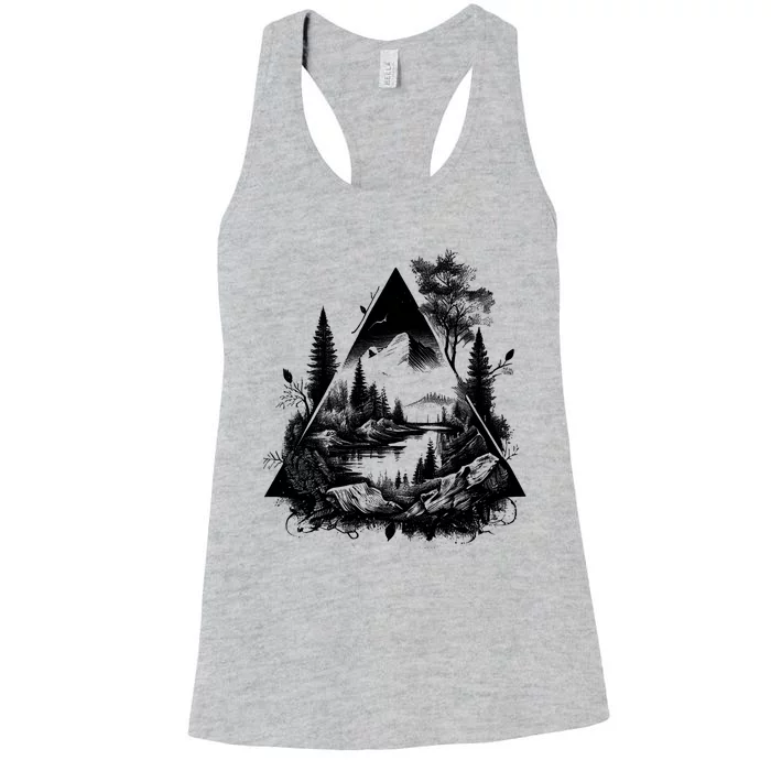 Mountain Landscape In A Triangle Women's Racerback Tank