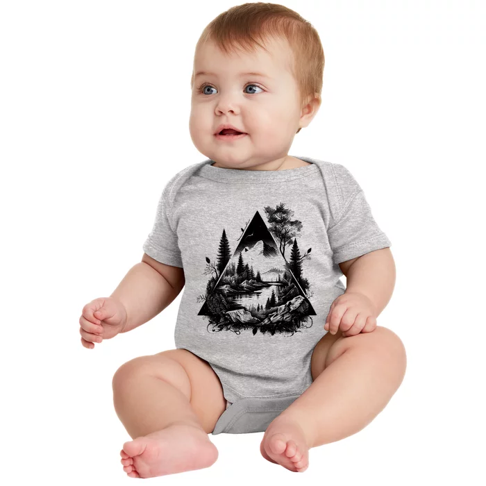 Mountain Landscape In A Triangle Baby Bodysuit