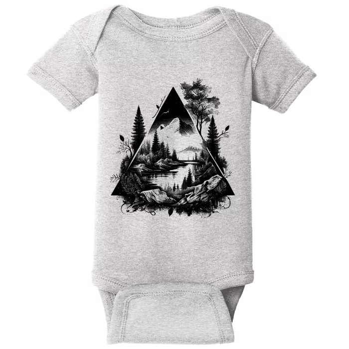 Mountain Landscape In A Triangle Baby Bodysuit