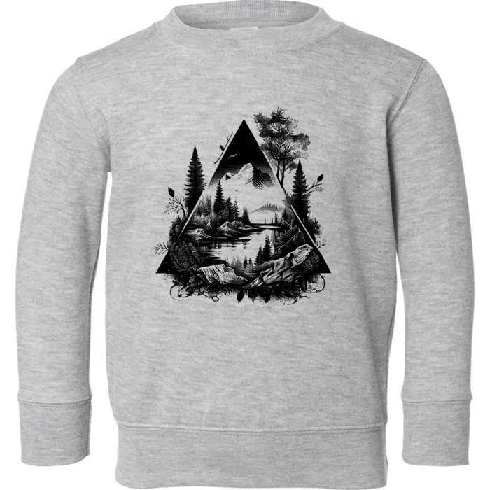 Mountain Landscape In A Triangle Toddler Sweatshirt