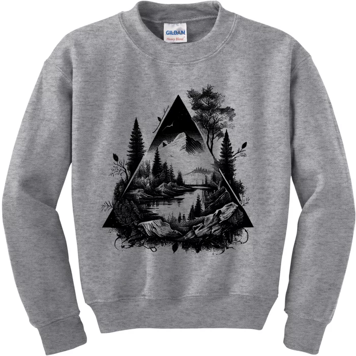 Mountain Landscape In A Triangle Kids Sweatshirt