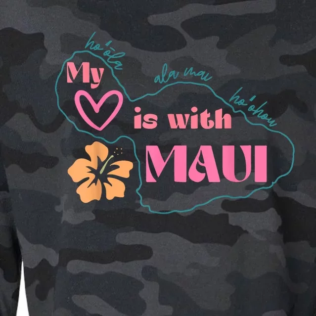 My Love Is With Maui Pray For Maui Cropped Pullover Crew