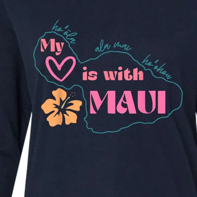 My Love Is With Maui Womens Cotton Relaxed Long Sleeve T-Shirt