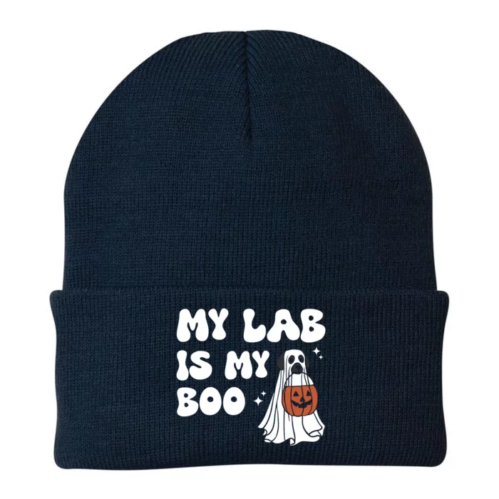 My Lab Is My Boo Dog Ghost Dog Halloween Retro Labrador Mama Gift Knit Cap Winter Beanie