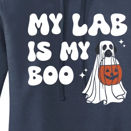 My Lab Is My Boo Dog Ghost Dog Halloween Retro Labrador Mama Gift Women's Pullover Hoodie