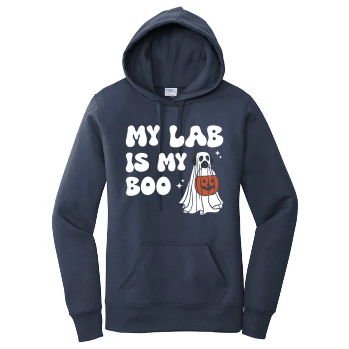 My Lab Is My Boo Dog Ghost Dog Halloween Retro Labrador Mama Gift Women's Pullover Hoodie