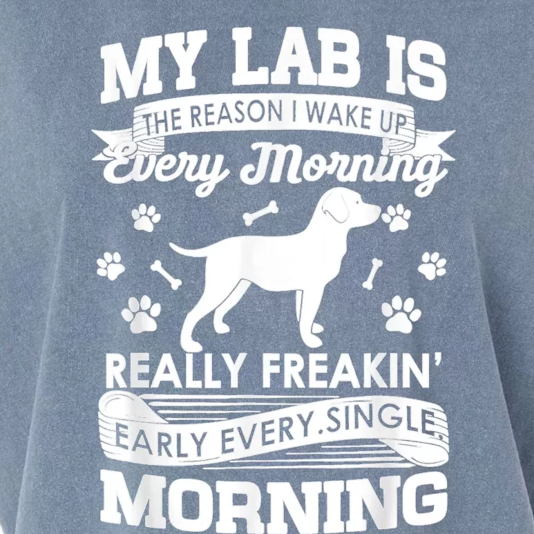 My Lab Is The Reason I Wake Up Early Black Lab Garment-Dyed Women's Muscle Tee