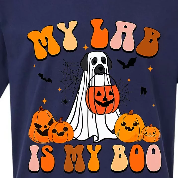 My Lab Is My Boo Dog Ghost Dog Halloween Retro Labrador Mama Gift Sueded Cloud Jersey T-Shirt