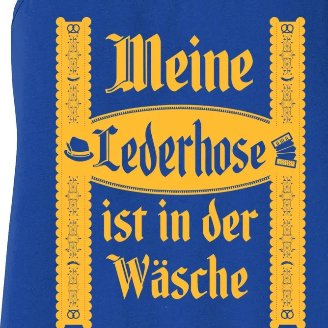 My Lederhosen Is In The Wash Funny Oktoberfest Costume Women's Racerback Tank