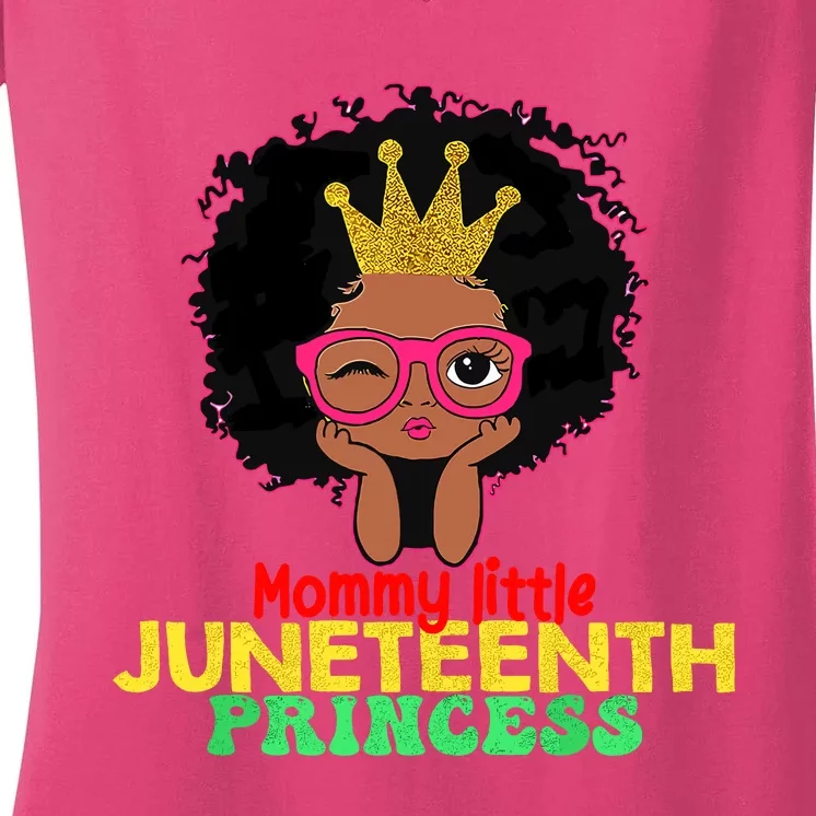 Mommy Little Juneteenth Princess Celebrate 19th Black Girl Women's V-Neck T-Shirt