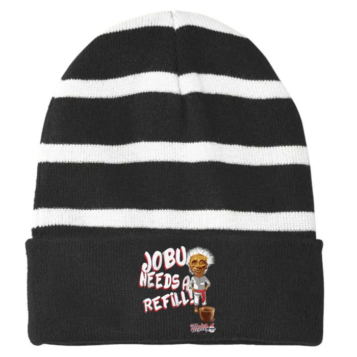 Major League Jobu Needs A Refill Striped Beanie with Solid Band