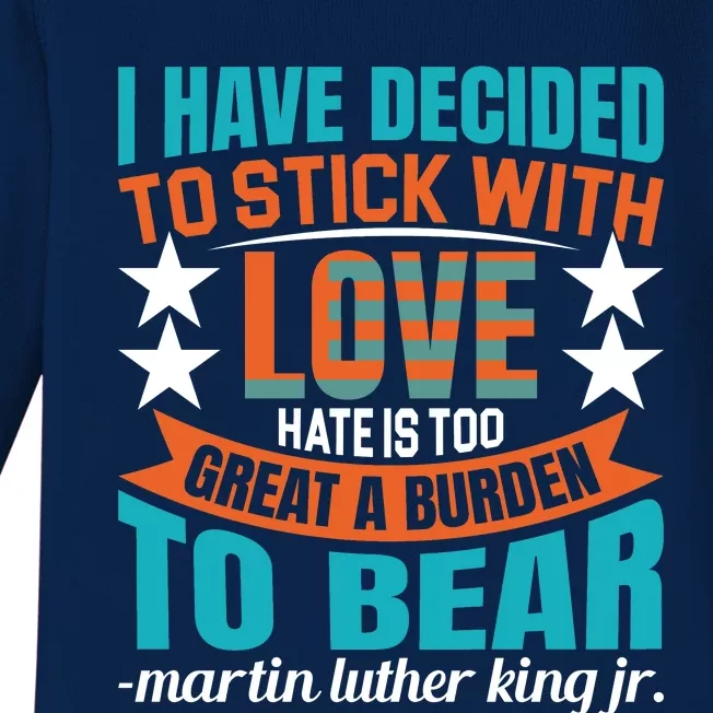 Martin Luther King Quote About Love Motivational MLK Day Baby Long Sleeve Bodysuit