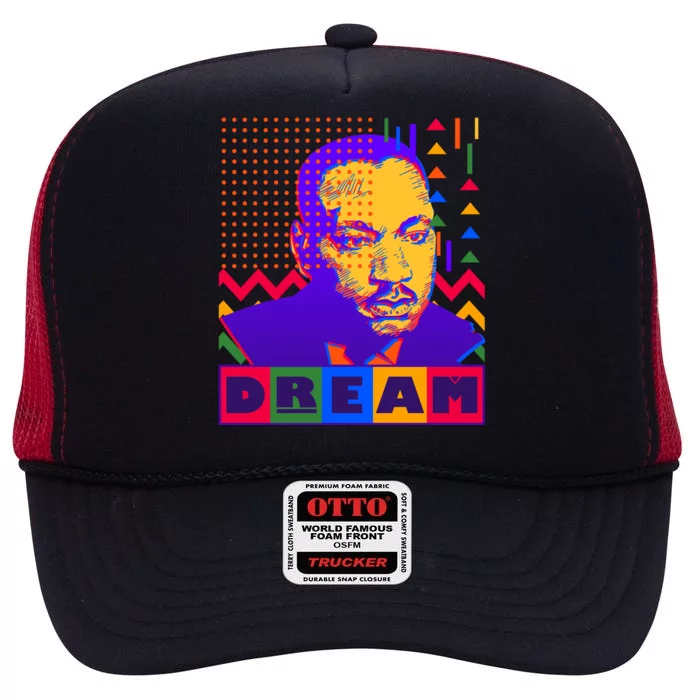 Martin Luther King Dream Colorful 80's Pop Art High Crown Mesh Trucker Hat