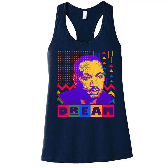 Martin Luther King Dream Colorful 80's Pop Art Women's Racerback Tank