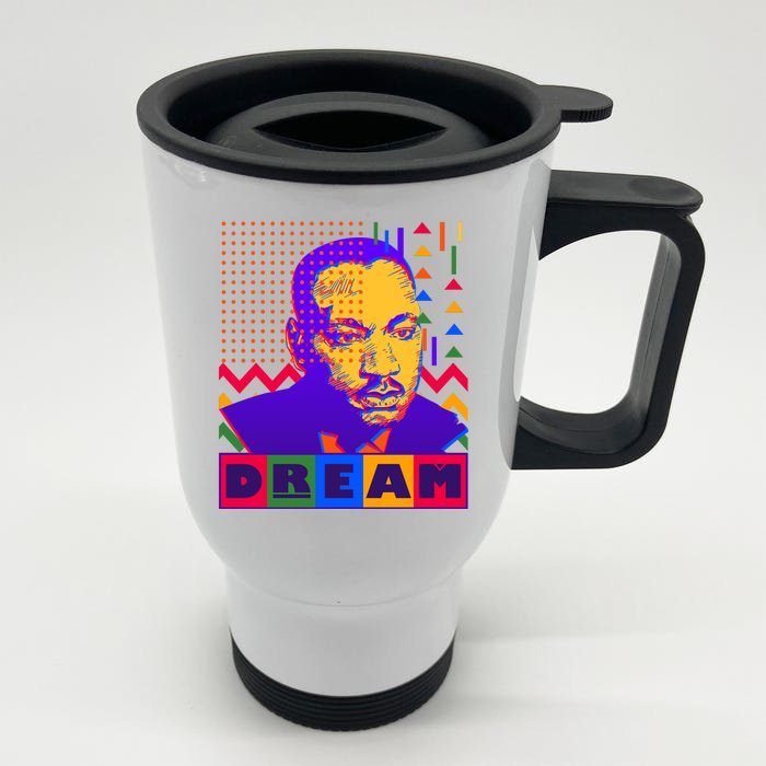 Martin Luther King Dream Colorful 80's Pop Art Front & Back Stainless Steel Travel Mug