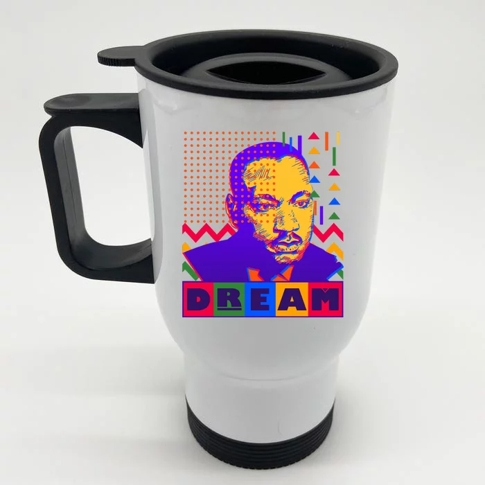 Martin Luther King Dream Colorful 80's Pop Art Front & Back Stainless Steel Travel Mug