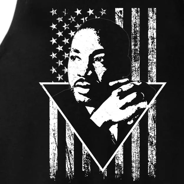 Martin Luther King Jr Distressed USA Flag Ladies Tri-Blend Wicking Tank