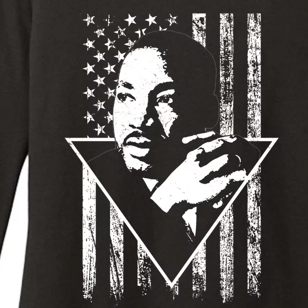 Martin Luther King Jr Distressed USA Flag Womens CVC Long Sleeve Shirt