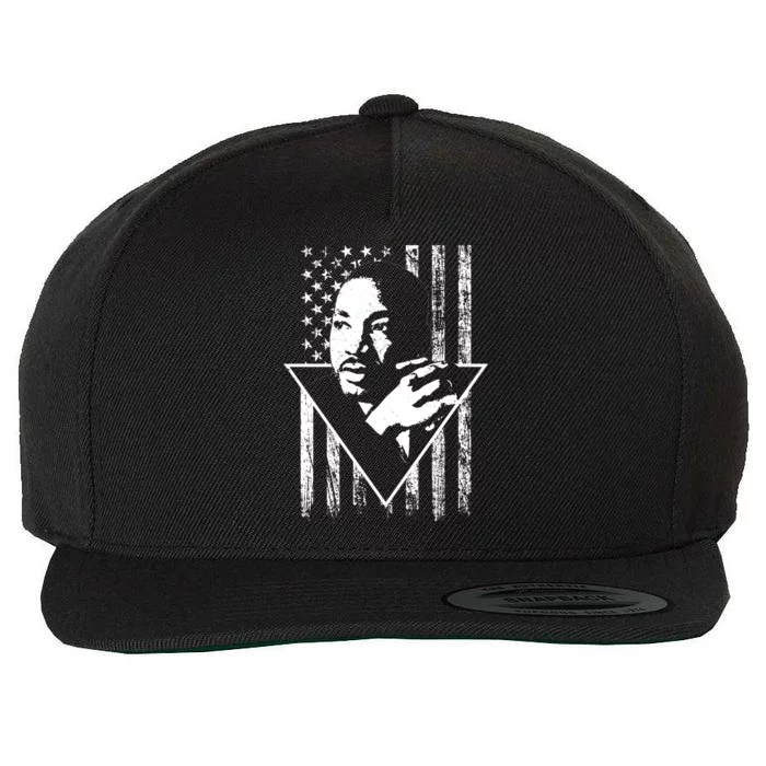 Martin Luther King Jr Distressed USA Flag Wool Snapback Cap