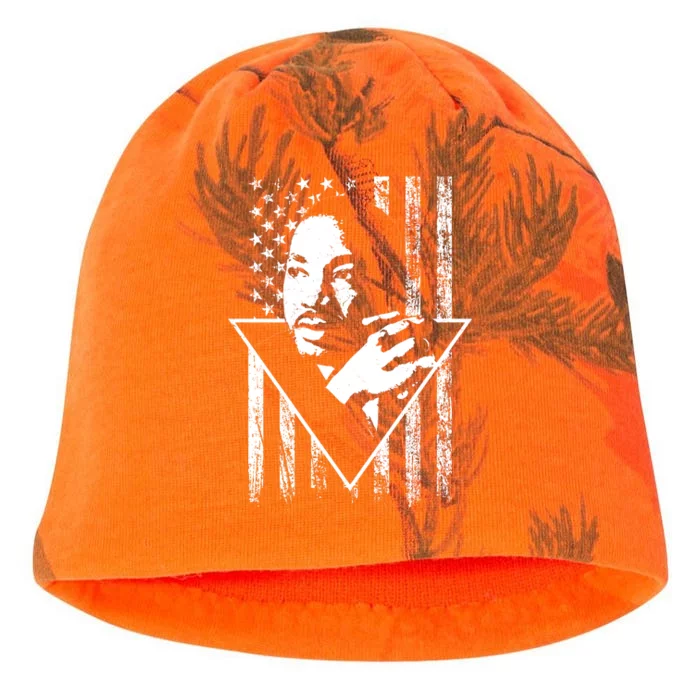 Martin Luther King Jr Distressed USA Flag Kati - Camo Knit Beanie