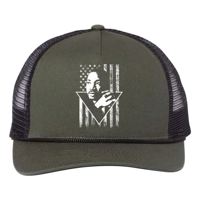 Martin Luther King Jr Distressed USA Flag Retro Rope Trucker Hat Cap