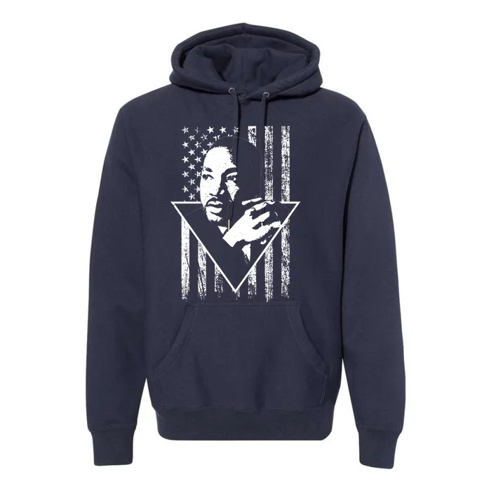 Martin Luther King Jr Distressed USA Flag Premium Hoodie