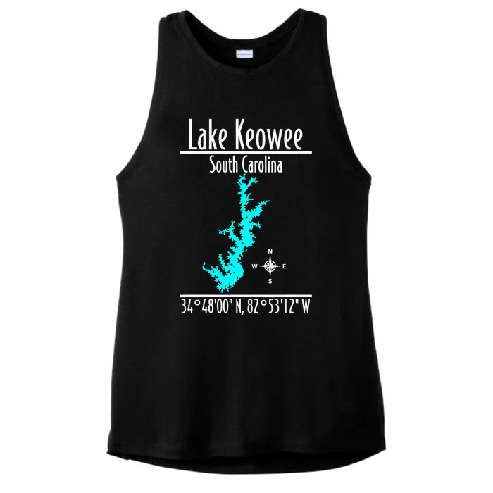 Modern Lake Keowee South Carolina Ladies Tri-Blend Wicking Tank