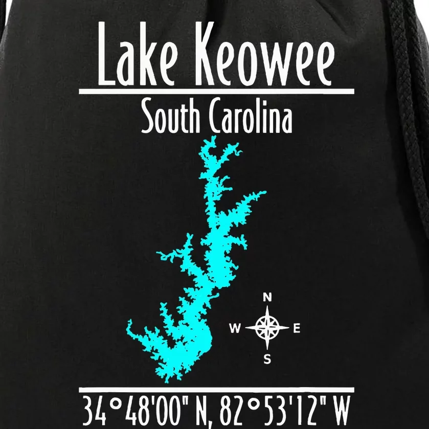 Modern Lake Keowee South Carolina Drawstring Bag