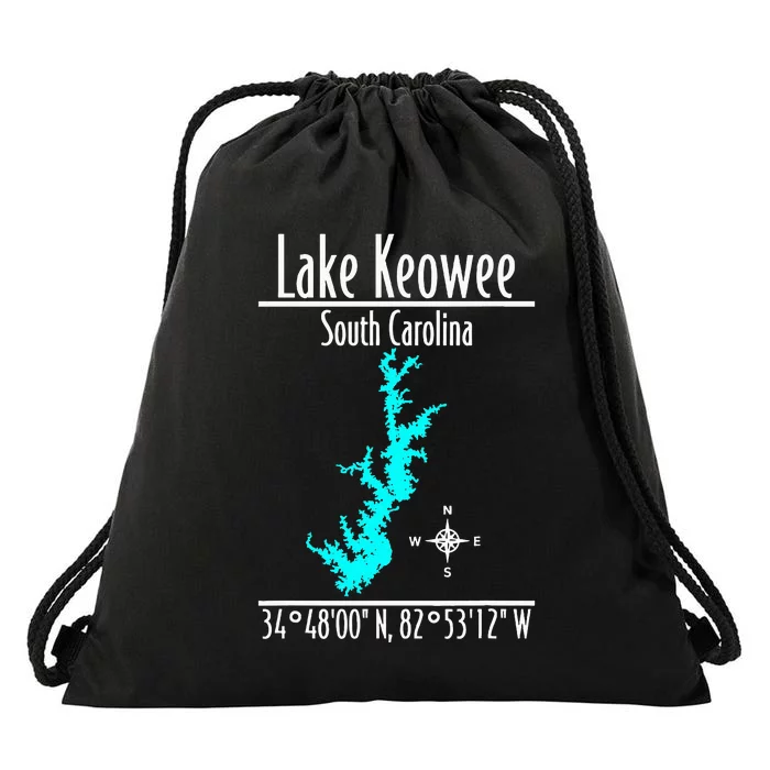 Modern Lake Keowee South Carolina Drawstring Bag