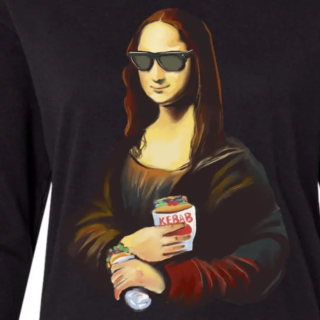 Mona Lisa Kebab Womens Cotton Relaxed Long Sleeve T-Shirt