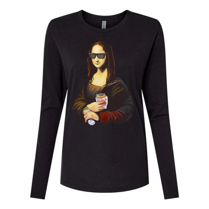 Mona Lisa Kebab Womens Cotton Relaxed Long Sleeve T-Shirt