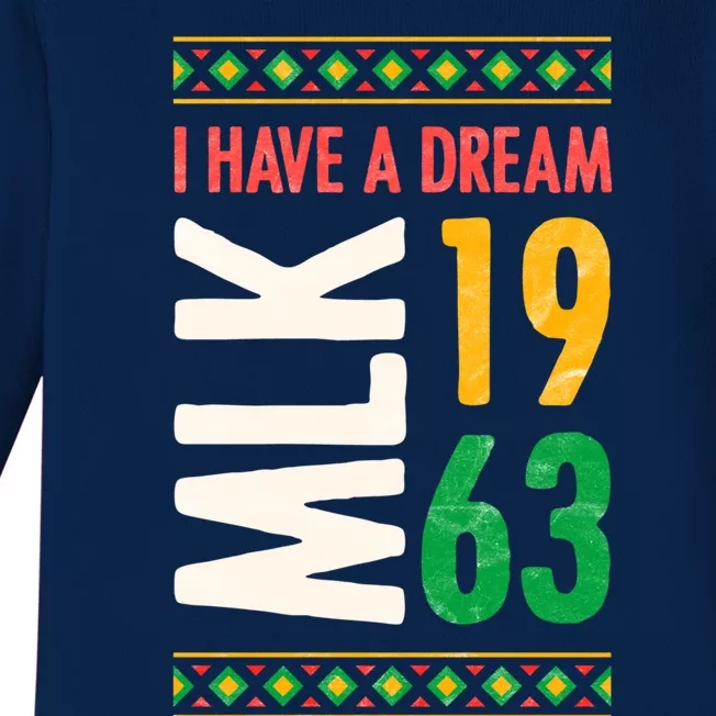 Martin Luther King Day Black History Mlk Day I Have A Dream Gift Baby Long Sleeve Bodysuit