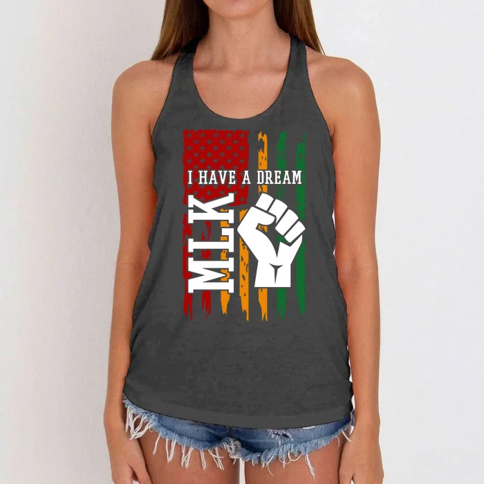 Martin Luther King Jr. Day Mlk American Flag Women's Knotted Racerback Tank