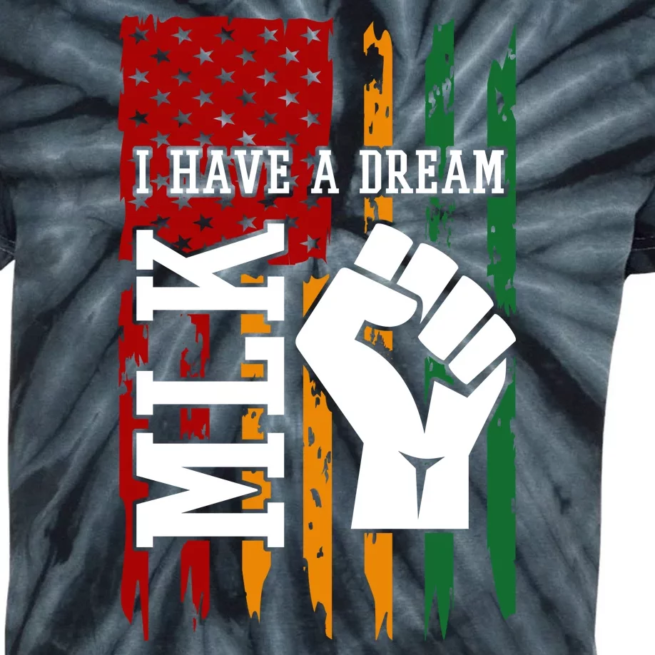 Martin Luther King Jr. Day Mlk American Flag Kids Tie-Dye T-Shirt