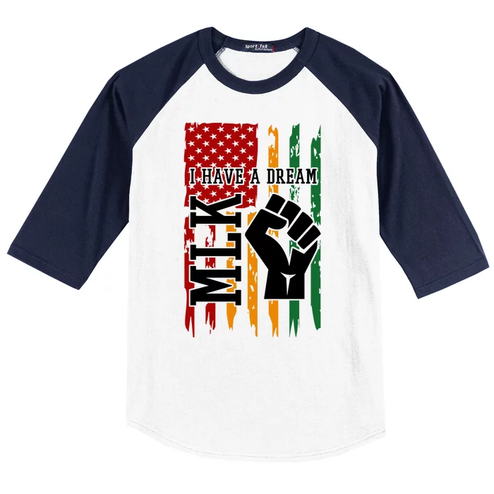 Martin Luther King Jr. Day Mlk American Flag Baseball Sleeve Shirt