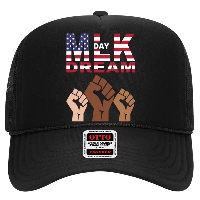 Martin Luther King Jr. Day Dream Mlk Black History High Crown Mesh Trucker Hat