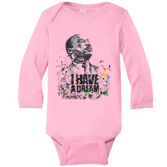 Martin Luther King Jr. Day I Have A Dream Mlk Day Baby Long Sleeve Bodysuit