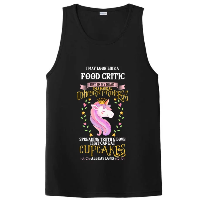 May Look Like Food Critic Unicorn Cupcakes Funny Gift Performance Tank