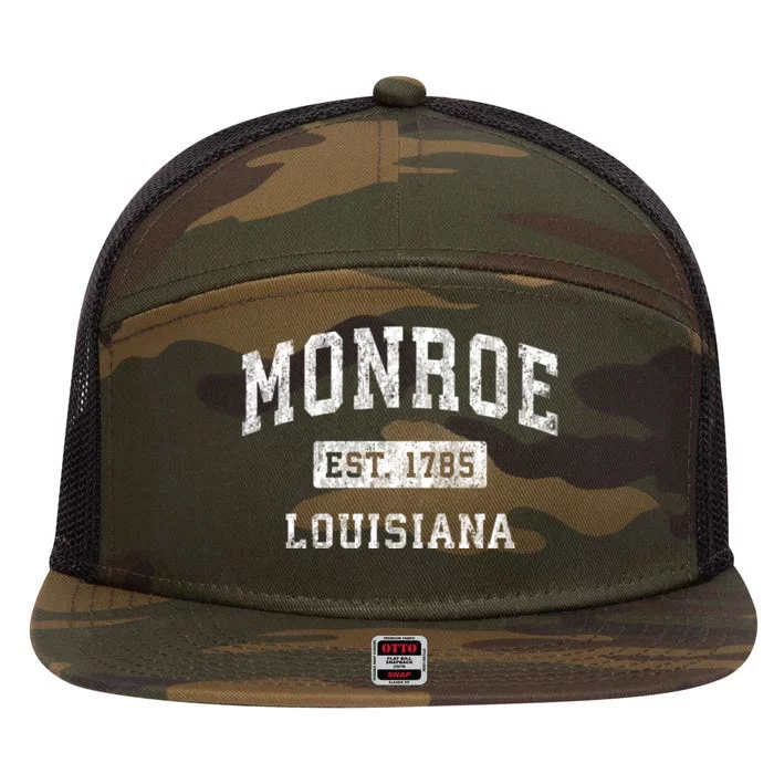 Monroe Louisiana La Vintage Established Sports Design 7 Panel Mesh Trucker Snapback Hat